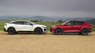 Cupra Formentor and Peugeot 408 - static face-to-face